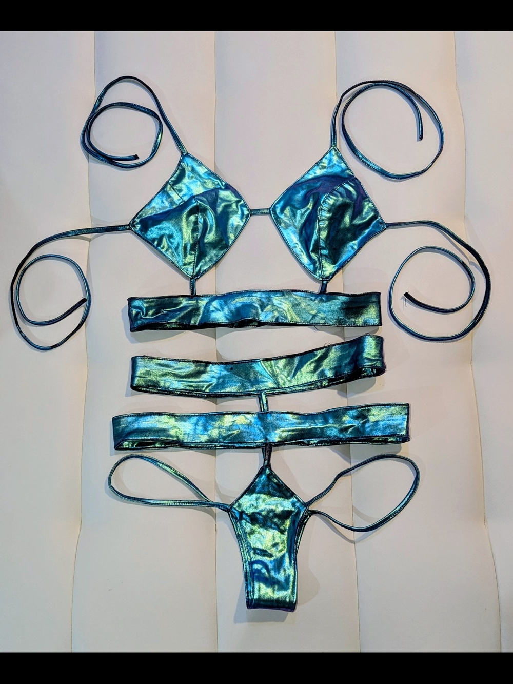 Cyberdog UK Metallic Teal String Cut-Out Women’s Rave Set